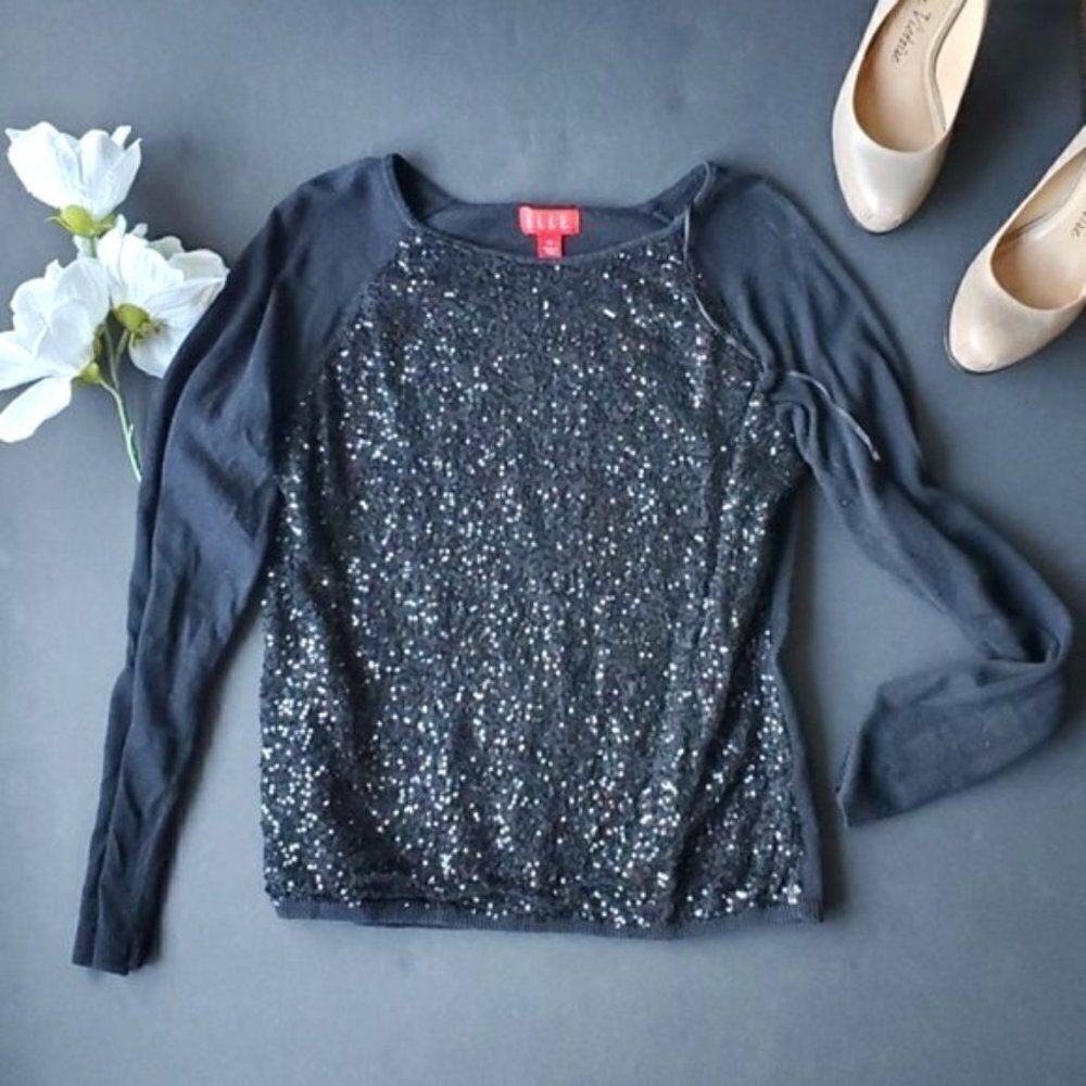 Elle sequin black sweater